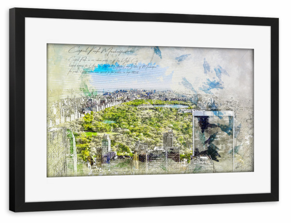 Poster mit Rahmen schwarz "Central Park, New York" artboxONE - Städte / New York,Architektur,Reise / Länder