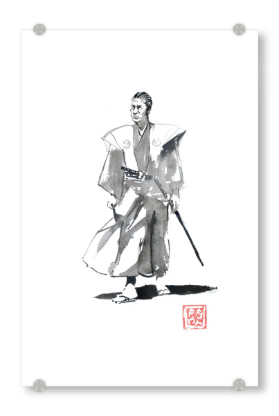 Acrylglasbild "Samurai-Spaziergang" artboxONE - Menschen,Schwarzweiß,Männer - Samurai,Sumie,Japan,Schwarzweiß