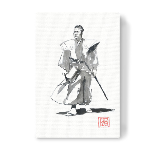Leinwandbild "Samurai-Spaziergang" artboxONE - Menschen,Schwarzweiß,Männer - Samurai,Sumie,Japan,Schwarzweiß