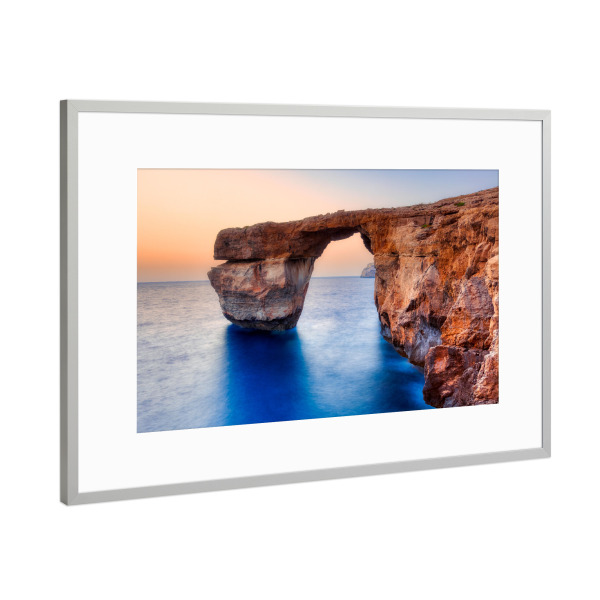 Poster mit Rahmen Silber "Das Azure Window, Malta" artboxONE - Reise / Strand und Meer