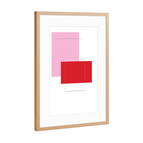 Poster mit Rahmen Kupfer "Graphic art red" artboxONE - Abstrakt,Geometrie - Grafik,Graphic,Design,Art,Abstrakt,Abstract,Quadrate,Rosa,Red,Rot,White
