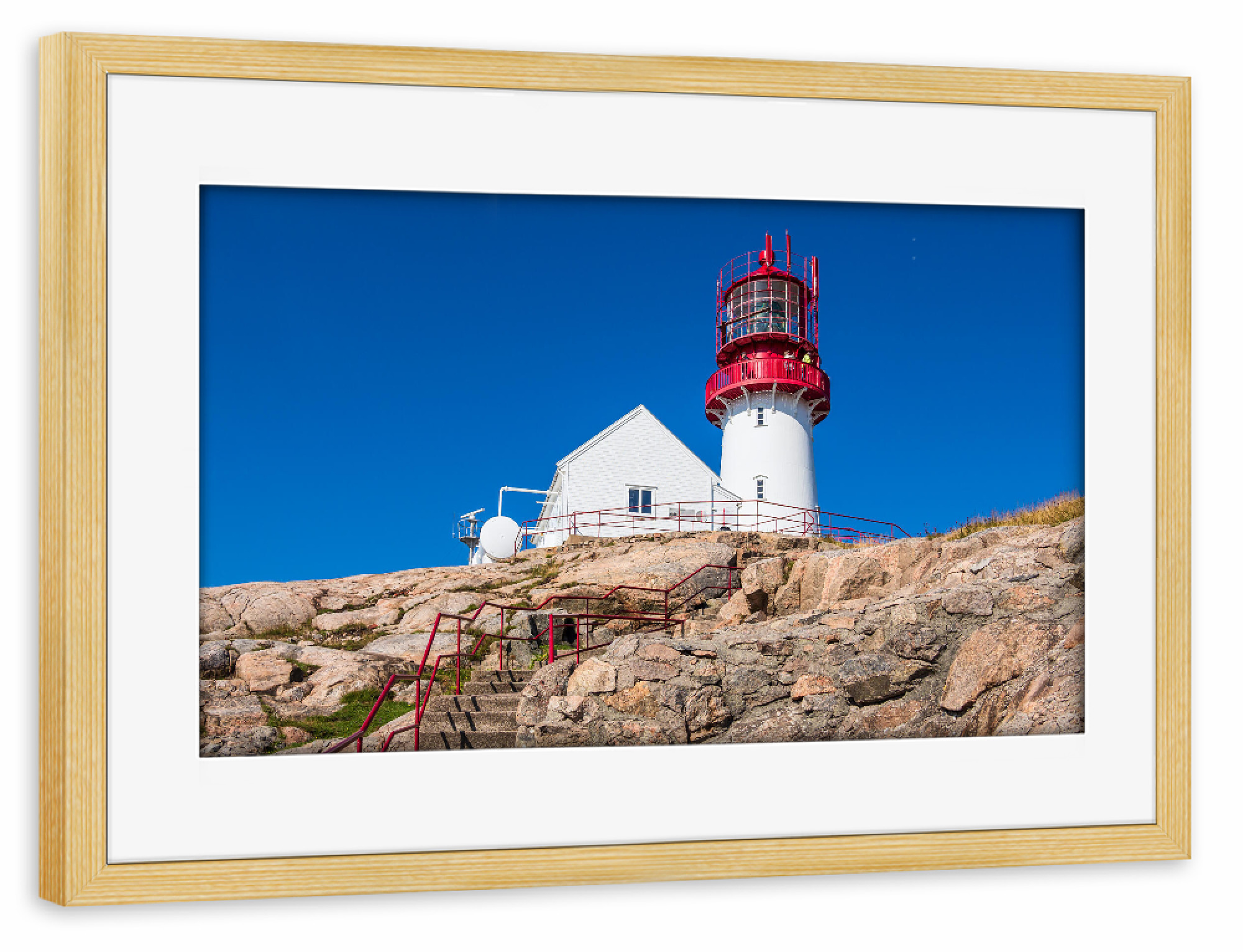 Poster mit Rahmen kiefer "Felsen und Leuchtturm" artboxONE - Natur,Reise,Architektur,Reise / Strand und Meer,Reise / Länder