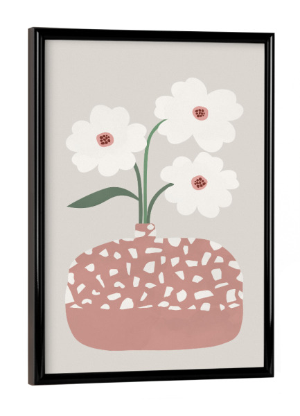 Poster mit schwarzem Rahmen "Terrazzo & Blumen" artboxONE - Natur,Floral,Abstrakt,Geometrie,Arcadia