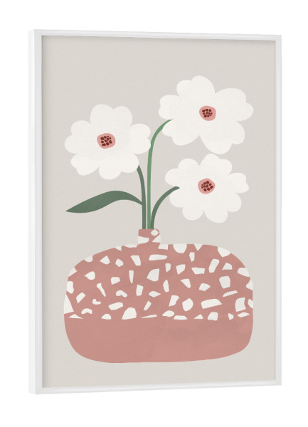 Poster mit weißem Rahmen "Terrazzo & Blumen" artboxONE - Natur,Floral,Abstrakt,Geometrie,Arcadia