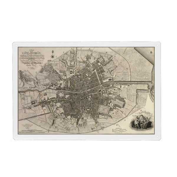 Metall Poster "Ein Plan der Stadt Dublin" artboxONE - Kartografie