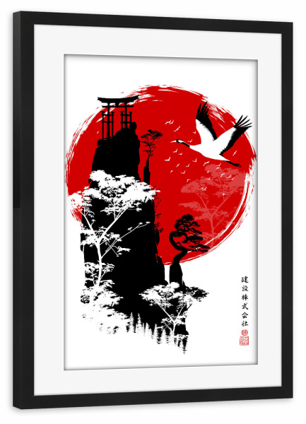 Poster mit Rahmen schwarz "Berg Japan" artboxONE - Natur,Reise,Städte / Tokio