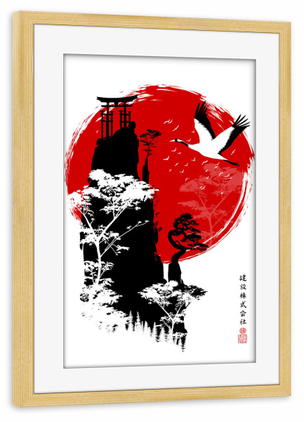 Poster mit Rahmen kiefer "Berg Japan" artboxONE - Natur,Reise,Städte / Tokio