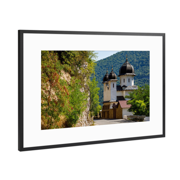 Poster mit Rahmen Schwarz (Metallic) "Mraconia Kloster an der Donau" artboxONE - Natur,Reise,Architektur