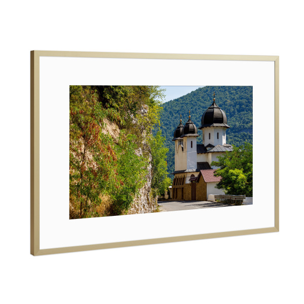 Poster mit Rahmen Gold "Mraconia Kloster an der Donau" artboxONE - Natur,Reise,Architektur