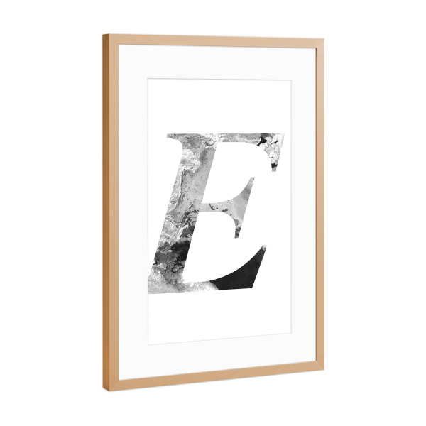 Poster mit Rahmen Kupfer "Buchstabe Alphabet E" artboxONE - Typografie,Schwarzweiß,Buchstaben,Buchstaben / E
