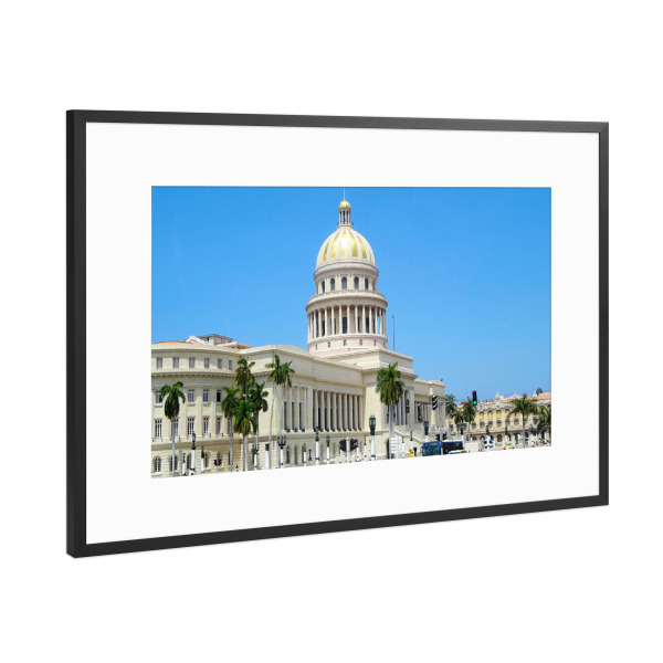 Poster mit Rahmen Schwarz (Metallic) "El Capitolio, Havanna" artboxONE - Reise,Architektur,Reise / Länder,Städte / Weitere