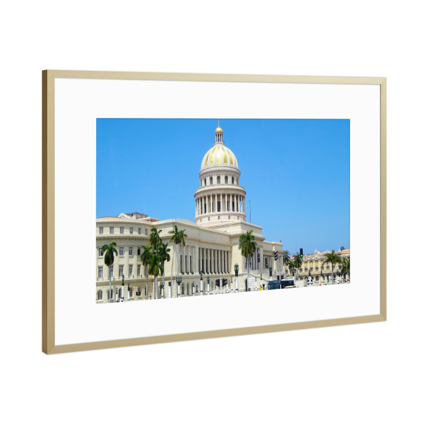 Poster mit Rahmen Gold "El Capitolio, Havanna" artboxONE - Reise,Architektur,Reise / Länder,Städte / Weitere