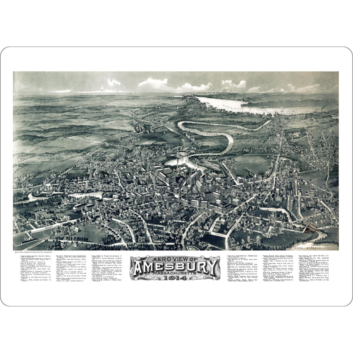 Tischset "Amesbury-Massachusetts-Karte" artboxONE - Kartografie - Karte,Flach,Jahrgang,Stadt,Alte,Retro,Reise - Bild karte