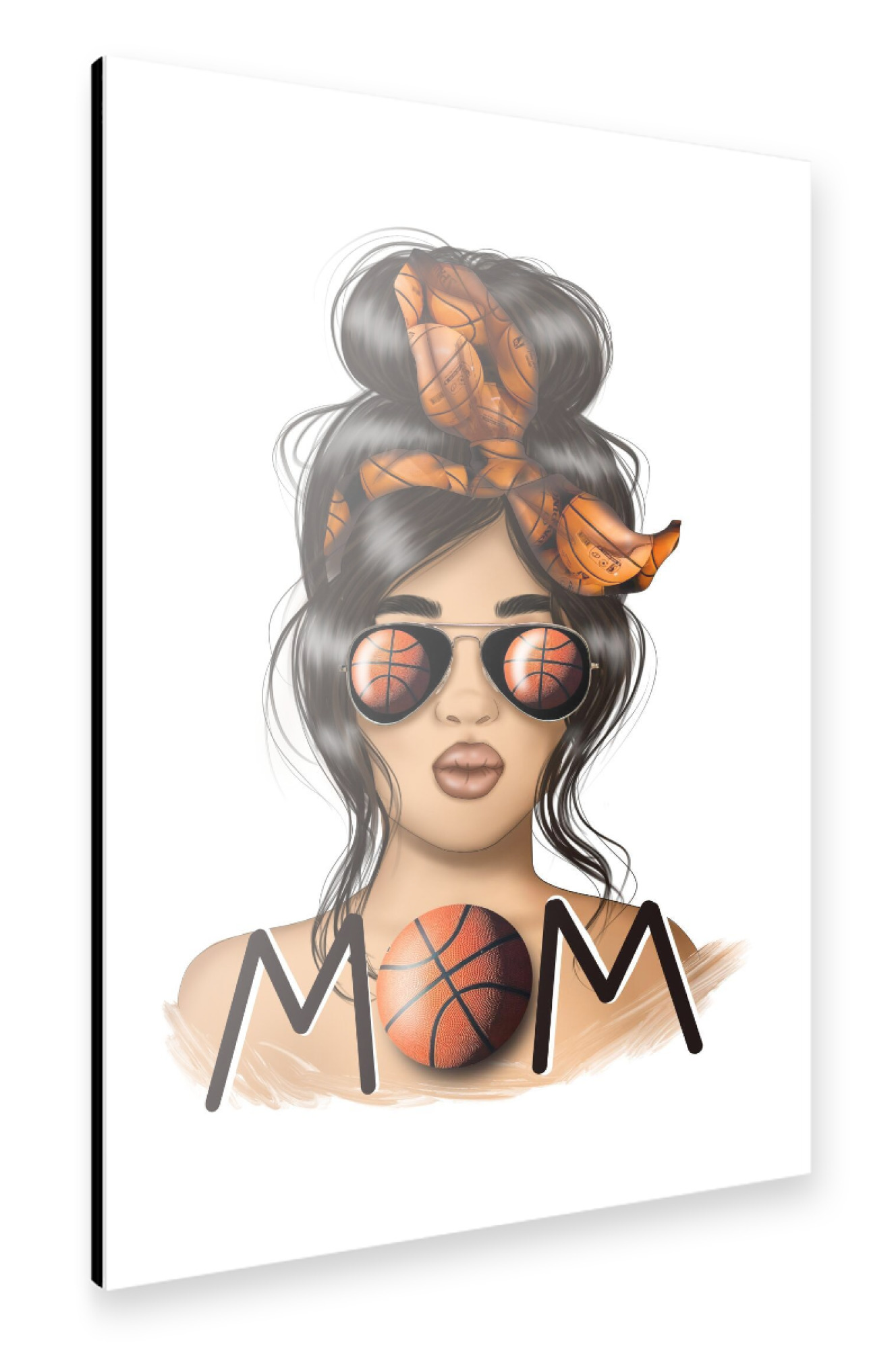 Alu-Dibond "Mutter-Basketball-Illustration" 30x20 cm artboxONE