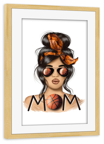 Poster mit Rahmen kiefer "Mutter-Basketball-Illustration" artboxONE - Menschen,Fashion,Sport,Sport / Sommerspiele,Für Mama