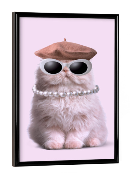 Poster mit schwarzem Rahmen "Mode-Katze" artboxONE - Tiere,Fashion,Lustig