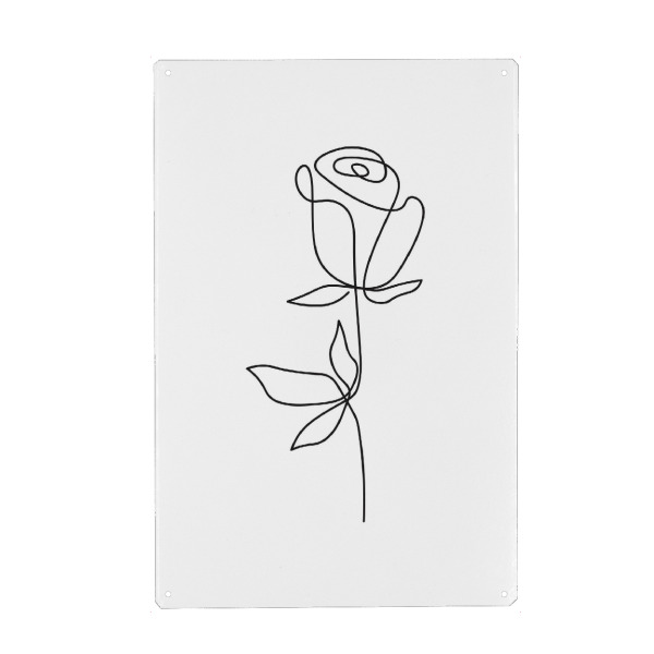 Holzbild "Abstraktes one line Blumendesign" artboxONE - Floral,Schwarzweiß