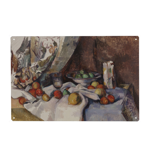 Holzbild "Stilleben mit Äpfeln" artboxONE - Essen & Trinken / Obst & Gemüse - Paul cézanne,Stillleben,Obst,Tisch,Essen,Kunst,Malerei,Gemälde