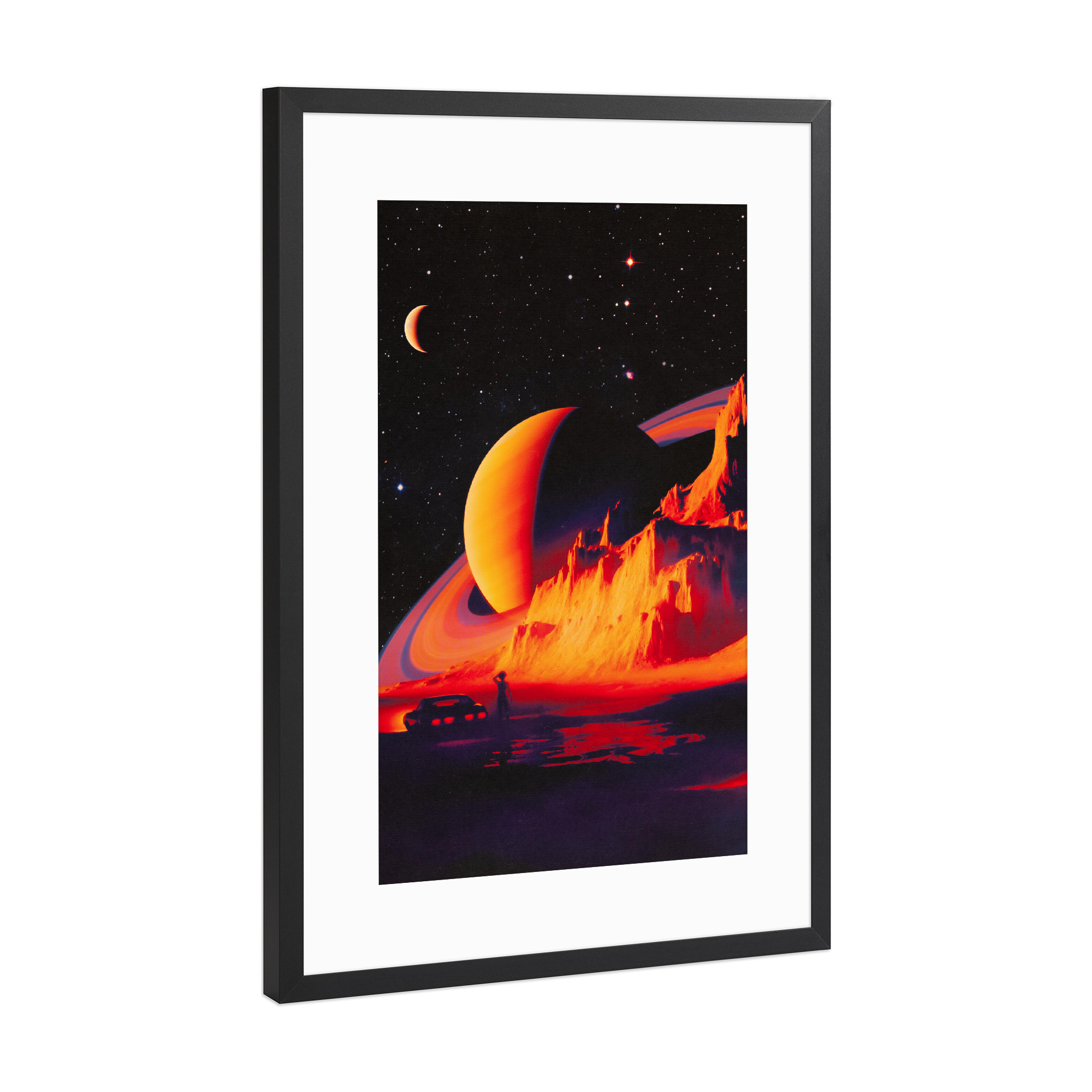 Poster mit Rahmen Schwarz (Metallic) "Wie bin ich hier gelandet" artboxONE - Reise,Automobile,Fiktion,Galaxy