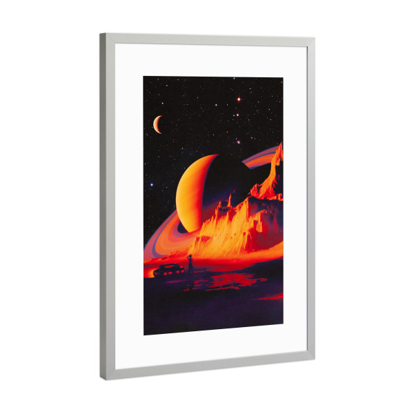 Poster mit Rahmen Silber "Wie bin ich hier gelandet" artboxONE - Reise,Automobile,Fiktion,Galaxy