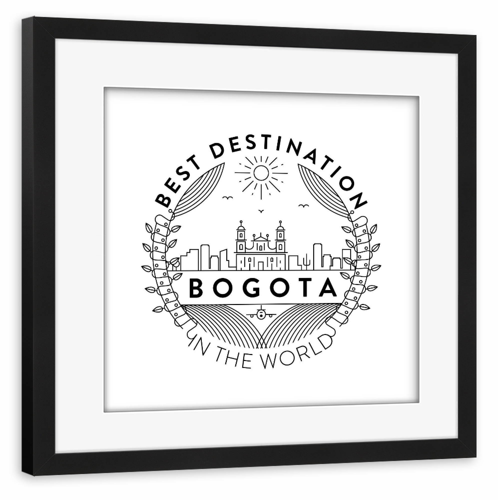 Poster mit Rahmen schwarz "Bogota-Abzeichen" artboxONE - Städte,Reise