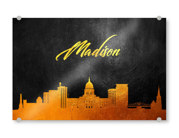 Acrylglasbild "Madison Wisconsin Gold-Skyline" artboxONE - Städte - Madison,Wisconsin,Gold,Skyline,Stadt