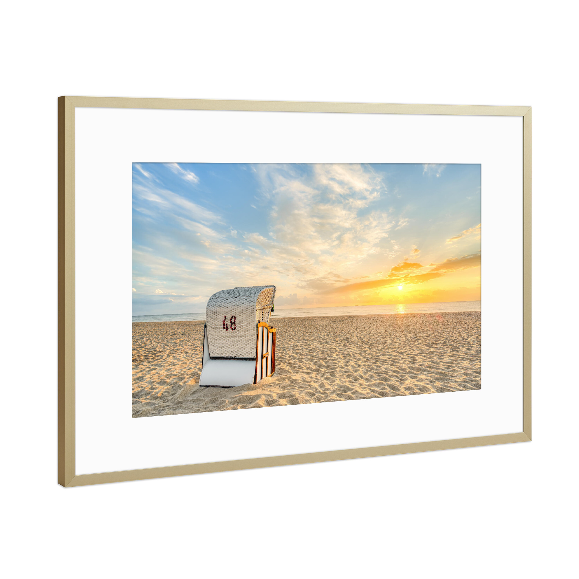 Poster mit Rahmen Gold "Ein Platz am Meer" artboxONE - Natur,Reise,Reise / Strand und Meer