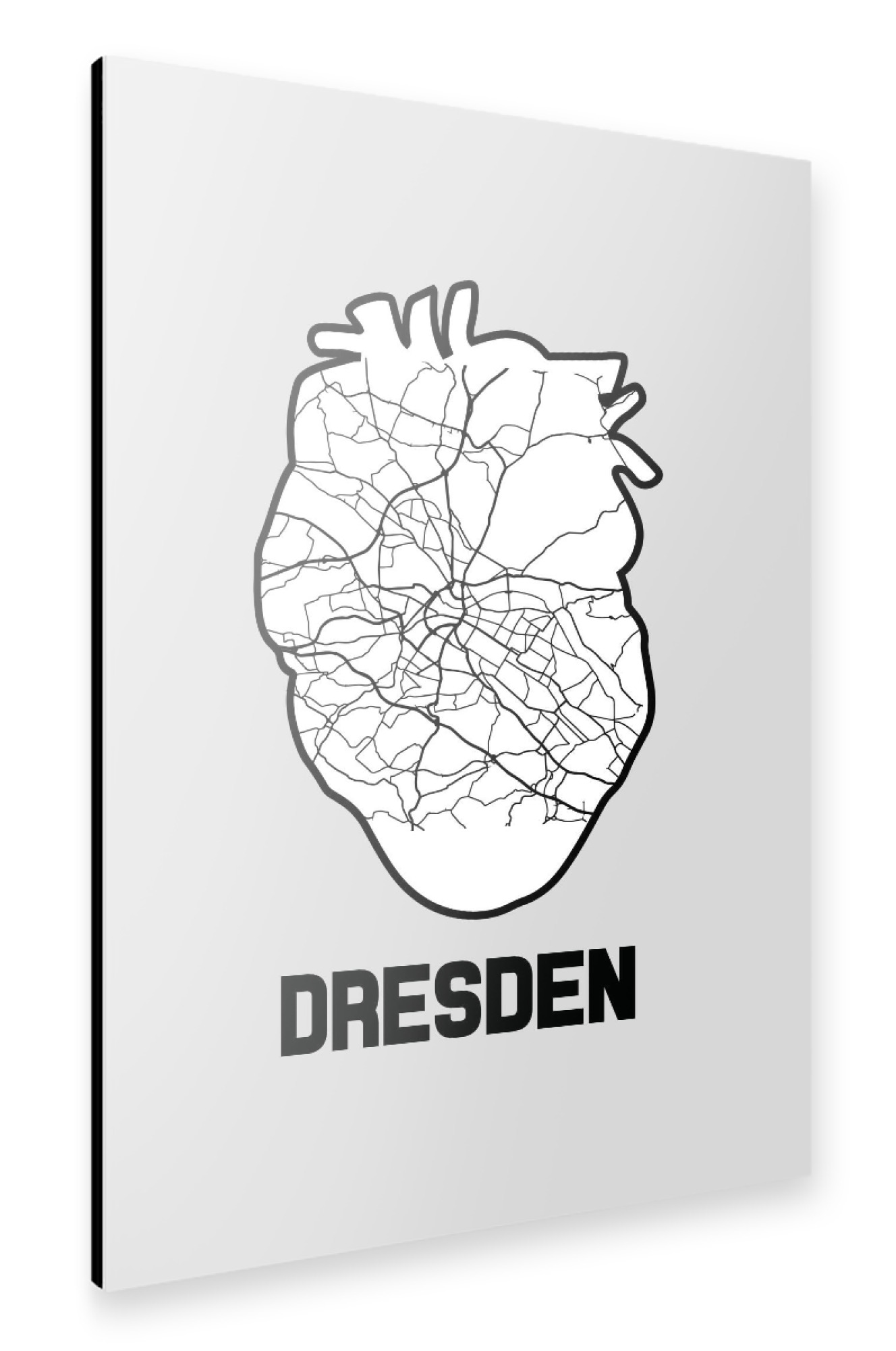 Alu-Dibond "Dresden Herzkarte - weiß" 30x20 cm artboxONE