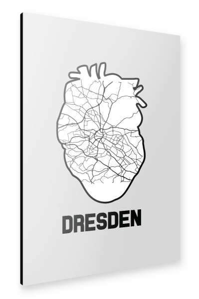Alu-Dibond "Dresden Herzkarte - weiß" 30x20 cm artboxONE