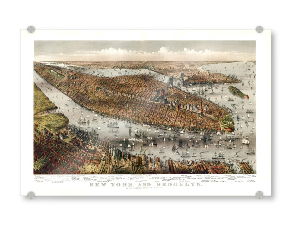 Acrylglasbild "Brooklyn-Bildkarte" artboxONE - Architektur,Kartografie - Karte,Flach,Antik,Retro,Alt,Karten,Karte der welt,Illustration