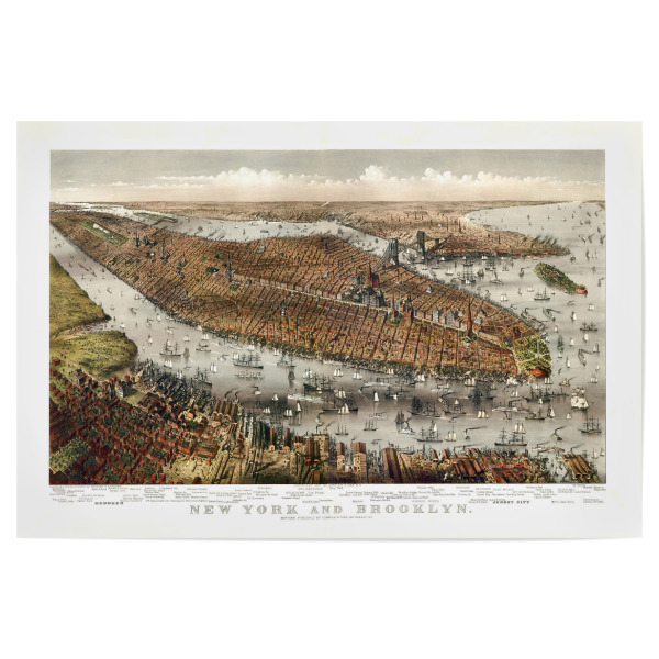 Poster "Brooklyn-Bildkarte" artboxONE - Architektur,Kartografie - Karte,Flach,Antik,Retro,Alt,Karten,Karte der welt,Illustration