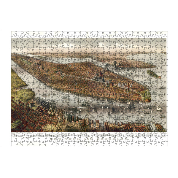 Puzzle Ravensburger "Brooklyn-Bildkarte" artboxONE - Architektur,Kartografie - Karte,Flach,Antik,Retro,Alt,Karten,Karte der welt,Illustration