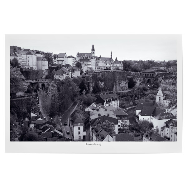 Poster 30x20 cm "Luxembourg Stadt, sw" artboxONE - Reise,Schwarzweiß,Architektur,Reise / Länder,Städte / Weitere
