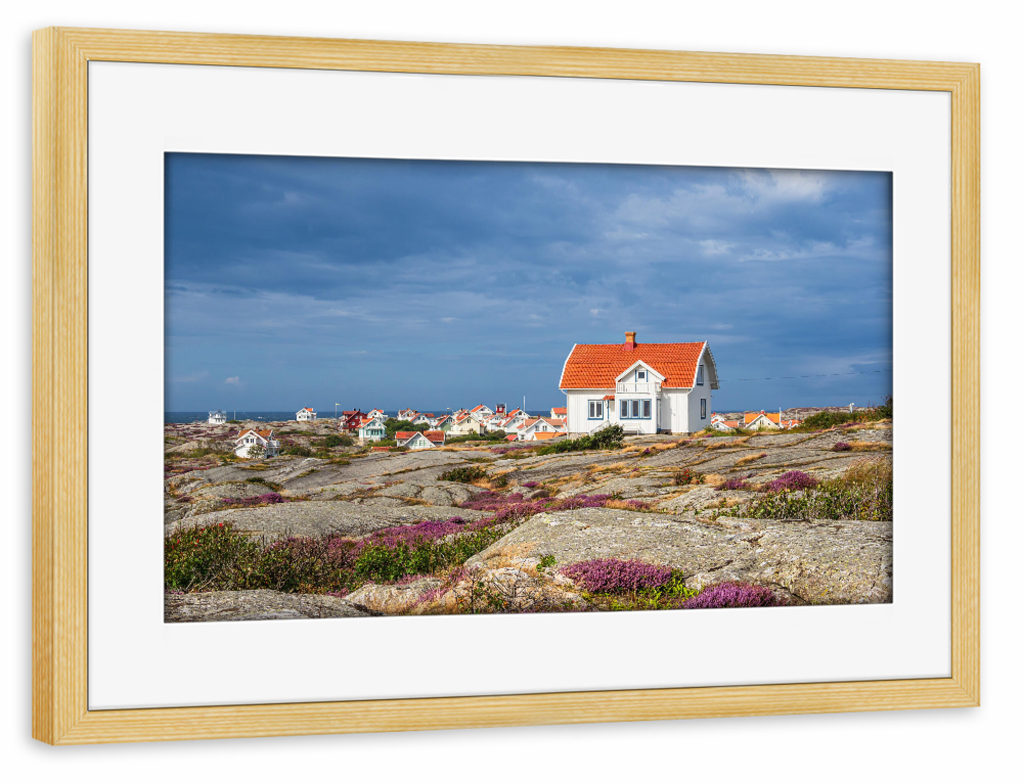 Poster mit Rahmen kiefer "Felsen, Häuser und Küste" artboxONE - Natur,Reise,Architektur,Reise / Strand und Meer,Reise / Länder