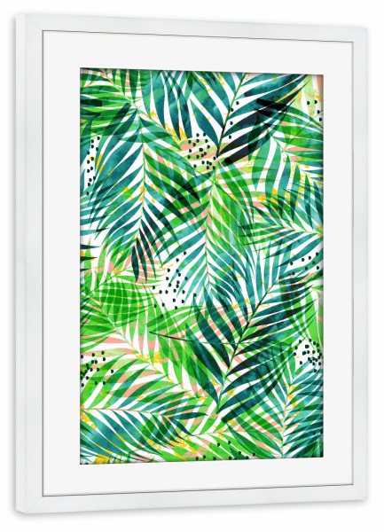 Poster mit Rahmen weiß "Dschungelpalme" artboxONE - Natur,Floral