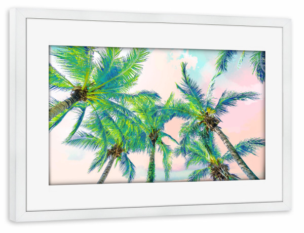 Poster mit Rahmen weiß "Verträumte Palmen" artboxONE - Natur,Reise,Reise / Strand und Meer