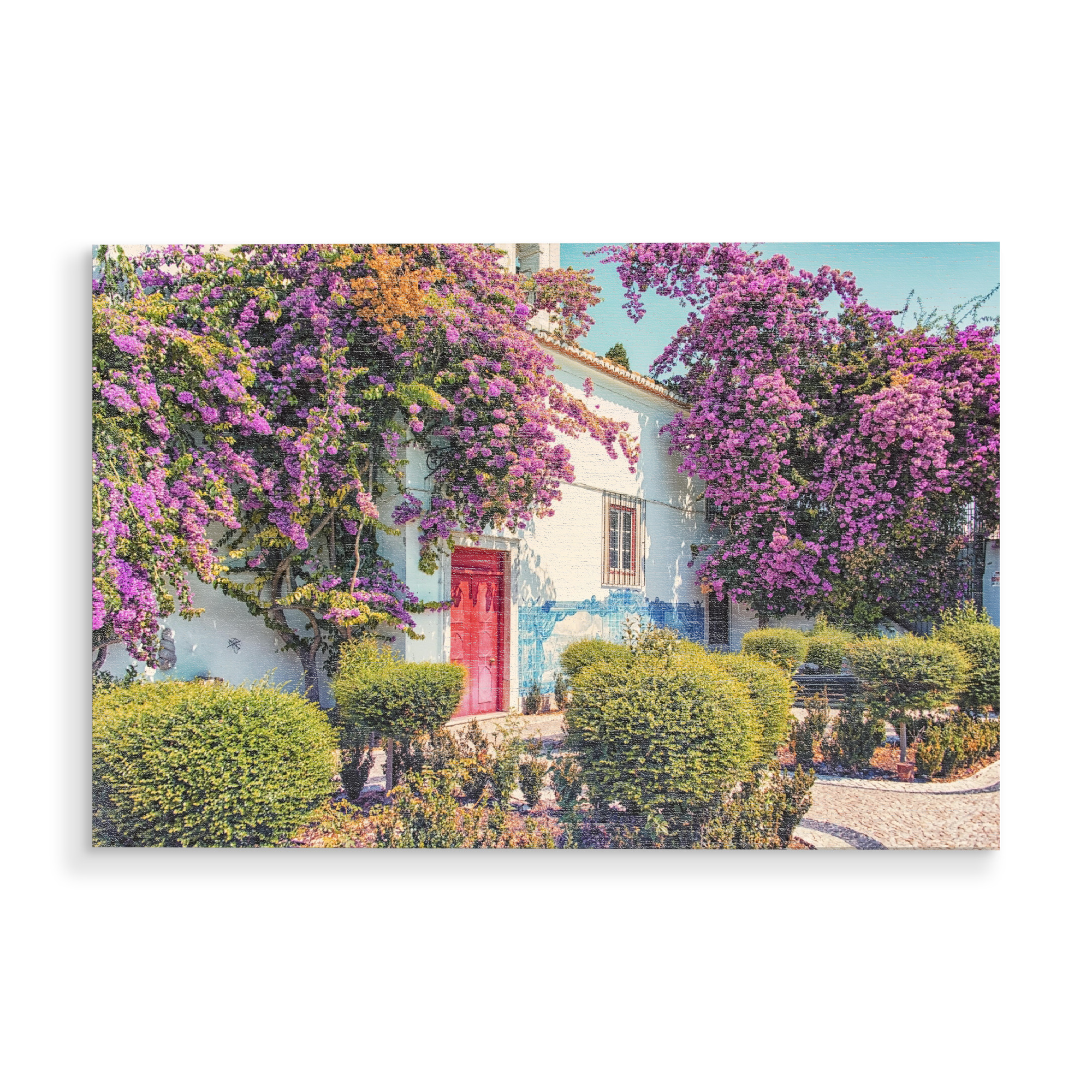 Holzbild "Bougainvillea in Lissabon" artboxONE - Städte,Reise,Architektur,Reise / Länder,Städte / Weitere