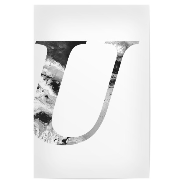 Poster 30x20 cm "Buchstabe Alphabet U" artboxONE - Typografie,Schwarzweiß,Buchstaben,Buchstaben / U