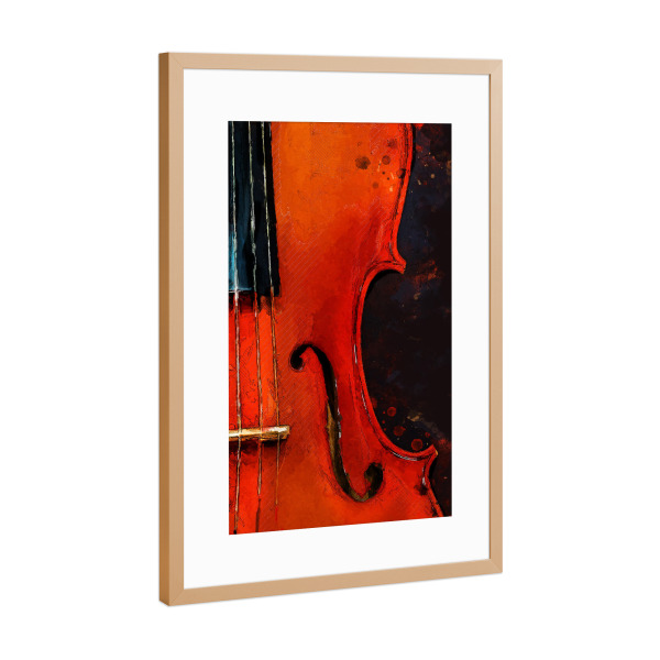 Poster mit Rahmen Kupfer "Violine Aquarellkunst" artboxONE - Musik - Violine,Saite,Instrument,Musik,Jazz,Aquarell