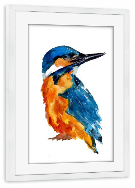 Poster mit Rahmen weiß "Kleiner Eisvogel" artboxONE - Natur,Tiere - Eisvogel,Vogel,Tiere,Wildlife,Birds,Animal,Kingfisher,Watercolor
