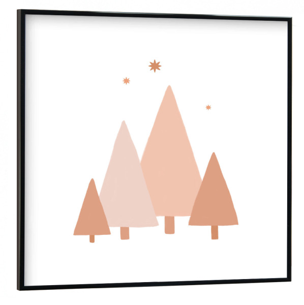 Poster mit schwarzem Rahmen 30x30 cm "Minimale Bäume & Sterne" artboxONE - Natur,Für Kinder,Geometrie,Weihnachten,Festivals