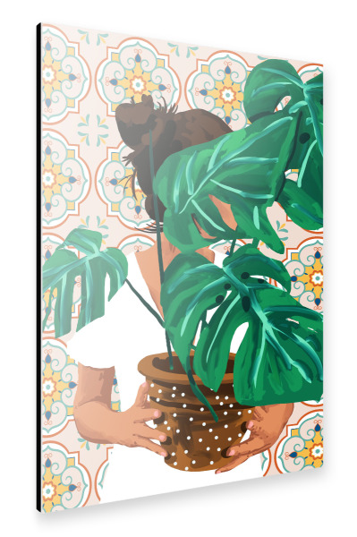 Alu-Dibond "Monstera-Pflanzendame" 30x20 cm artboxONE