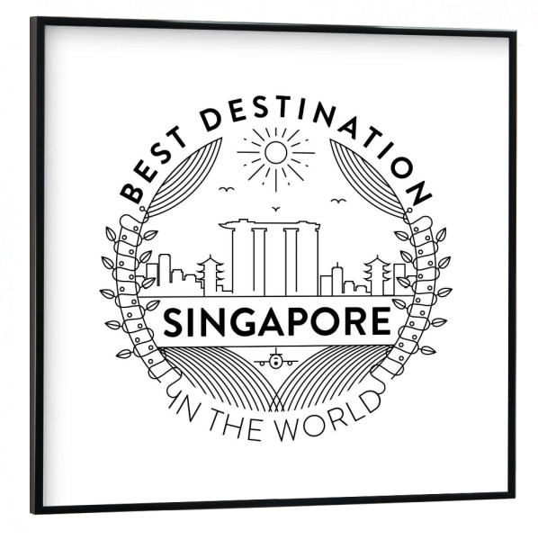 Poster mit schwarzem Rahmen 30x30 cm "Singapur-Abzeichen" artboxONE - Städte - Stadt,Abzeichen,Wahrzeichen,Symbol,Vektor,Abbildung,Gebäude,Singapur