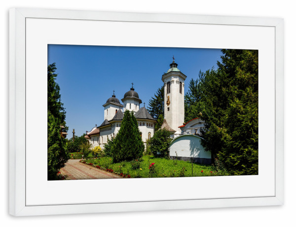 Poster mit Rahmen weiß "Kloster Hodos Bodrog in Rumänien" artboxONE - Architektur