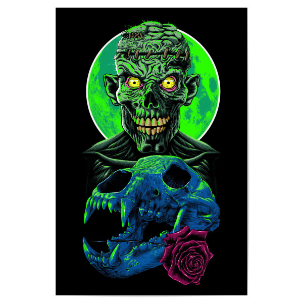 Poster 30x20 cm "Schädel und Blumenzombie" artboxONE - Tiere,Fiktion
