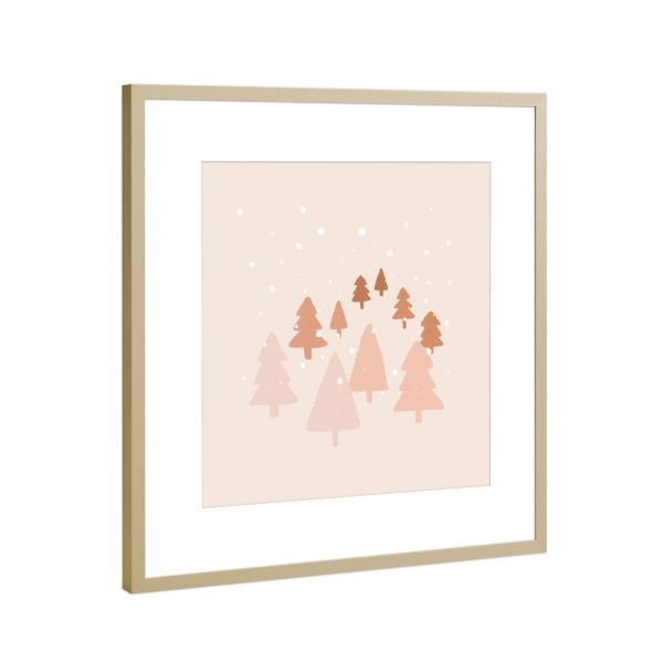 Poster mit Rahmen Gold "Winterwald Illustration" artboxONE - Natur,Für Kinder,Abstrakt,Weihnachten