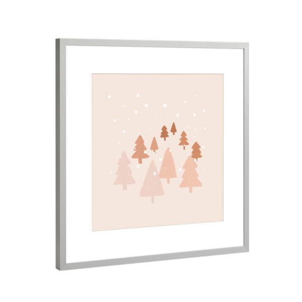 Poster mit Rahmen Silber "Winterwald Illustration" artboxONE - Natur,Für Kinder,Abstrakt,Weihnachten