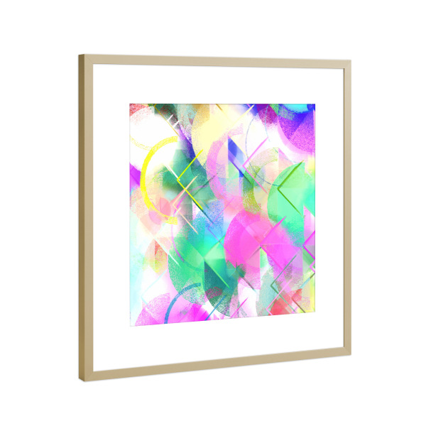 Poster mit Rahmen Gold "Bunte Geometrie" artboxONE - Abstrakt