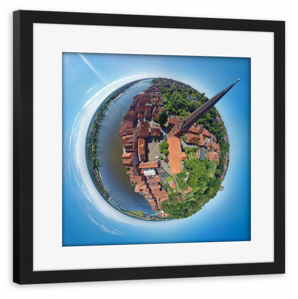 Poster mit Rahmen schwarz "Lauenburg;Maria-Magdalenen-Kirche" artboxONE - Städte,Reise,Architektur,Reise / Länder,Städte / Weitere