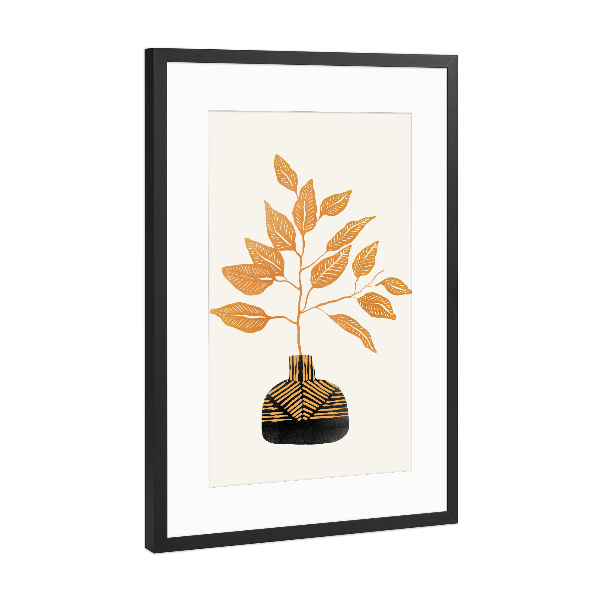 Poster mit Rahmen Schwarz (Metallic) "Cats & Dotz-Tribal Vase" artboxONE - Natur,Floral,Abstrakt